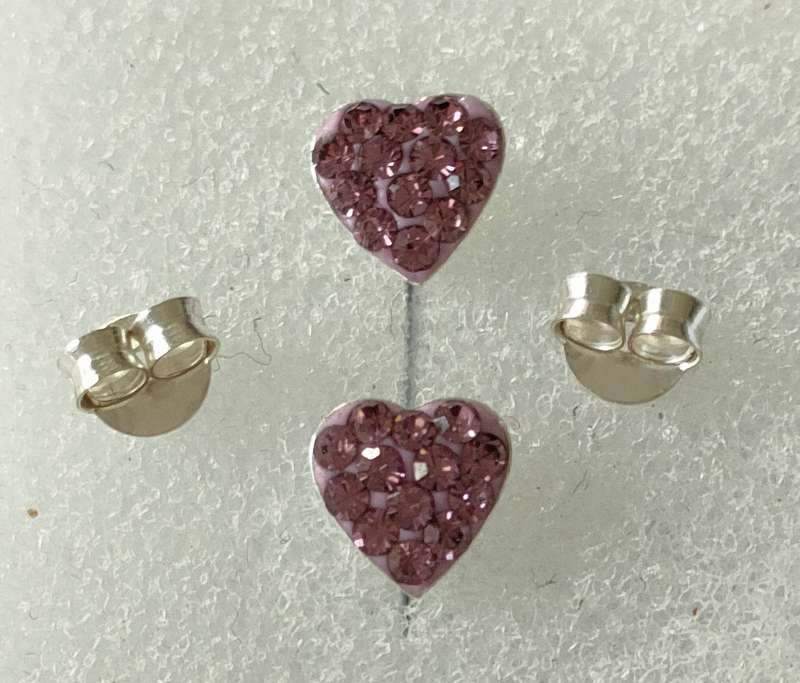 Sterling Silver earrings with Austrian crystal stones - gorgeous heart shaped design - stamped 925