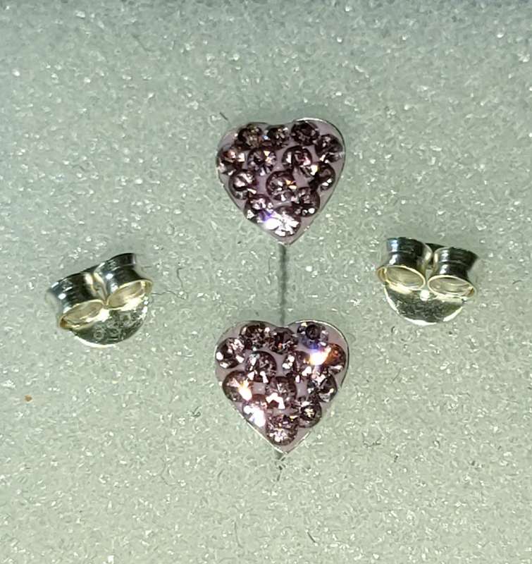 Sterling Silver earrings with Austrian crystal stones - gorgeous heart shaped design - stamped 925