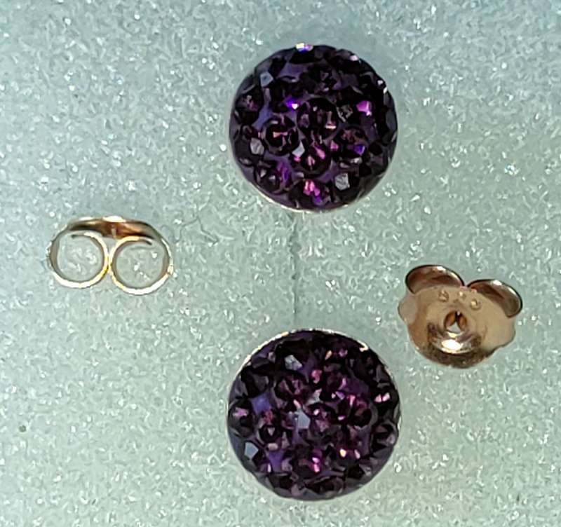 Sterling silver Amethyst earrings covered in rose gold - gorgeous design - stamped 925: