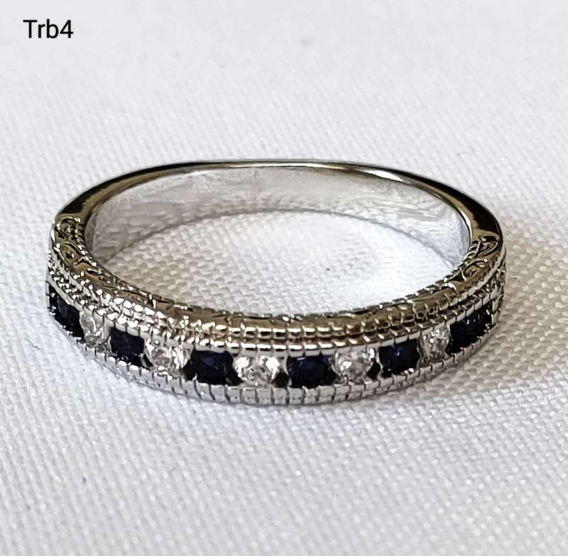 Dress ring -lab created black and white stones- size US 8
