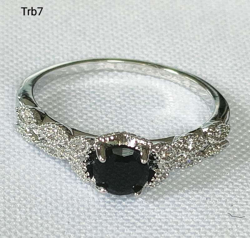 Dress ring - multiple lab-created blue and white stones - size US 7