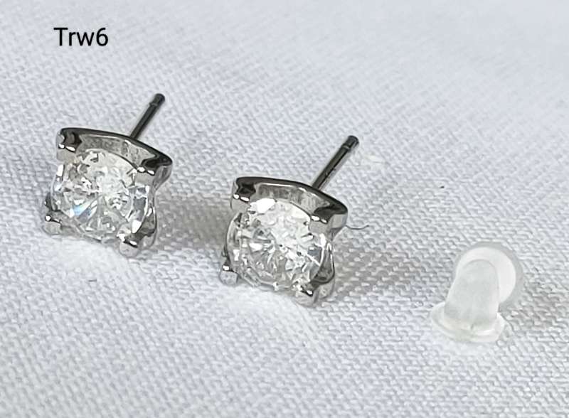 Earrings with lab-created white stones - silver plated