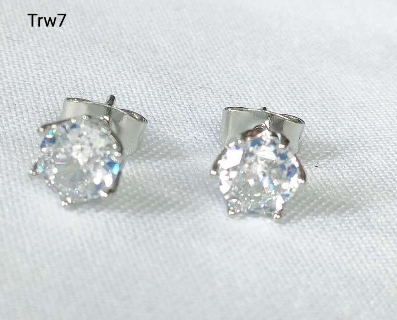 Earrings with lab-created white stones - silver plated