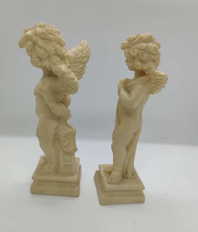 Pair of Italian Falcon cherubs - highly decorative - carved resin- height - 155mm
