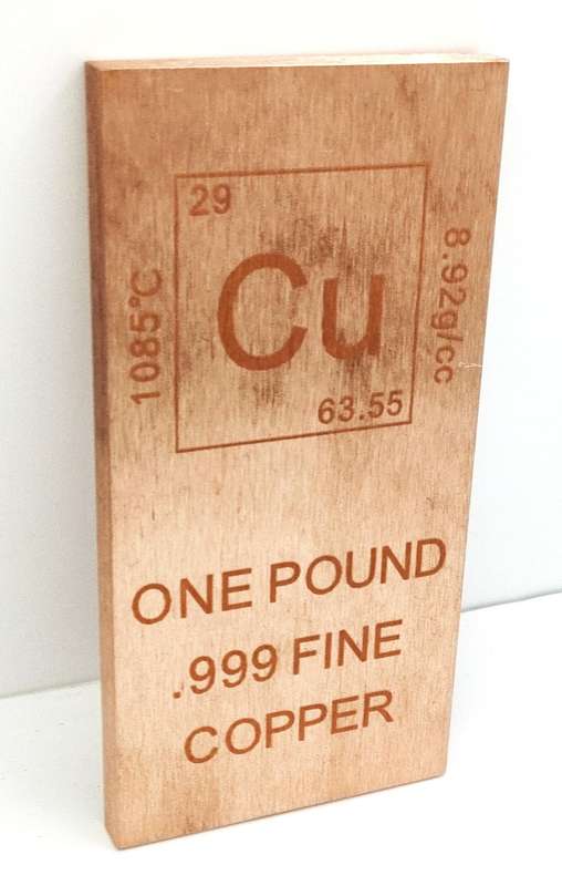 .999 Fine Copper Bullion bar - one pound -1 lb - 16 oz