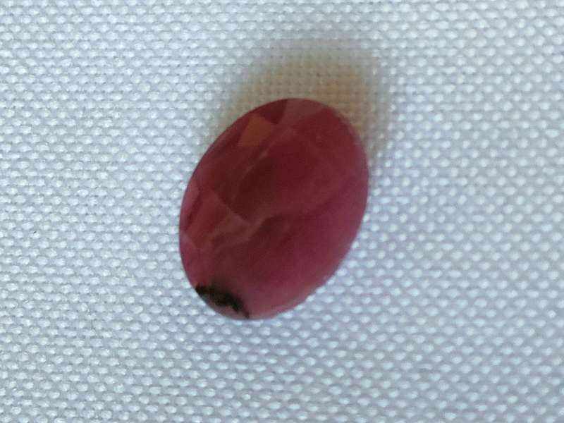 Large Raw Ruby flat naturally mined polished stone - 12x 10 mm -oval cut - large stone for a pendant