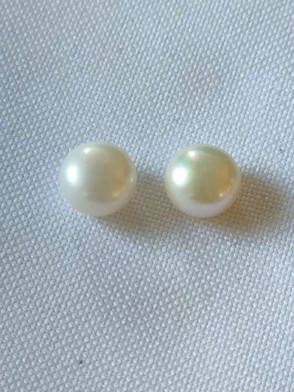 Pearl pair - 6 mm diameter - holes drilled for earrings
