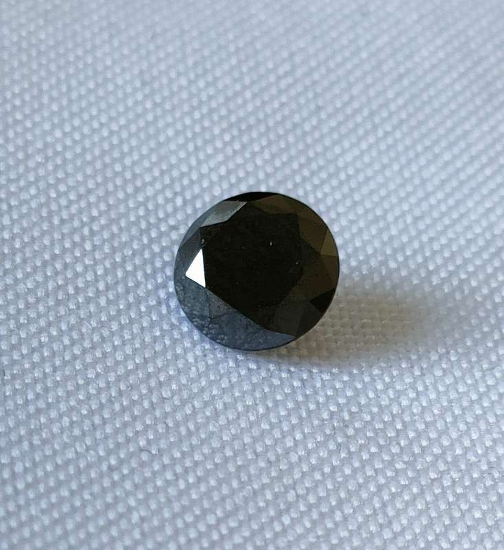 Black Moissanite stone - 1.5 ct lab created stone - round brilliant cut - well cut stone