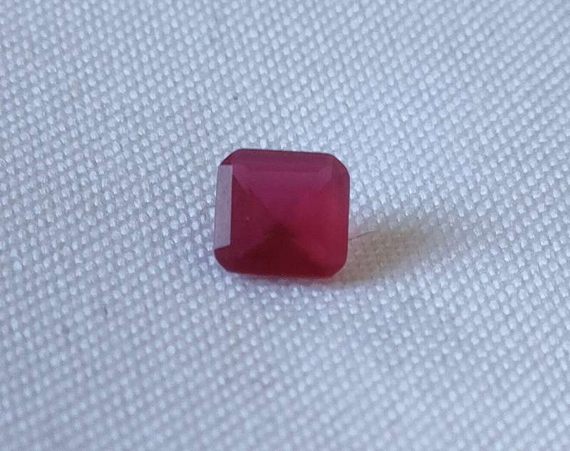 Ruby stone - 0.76 carat lab created cushion cut - lovely colour