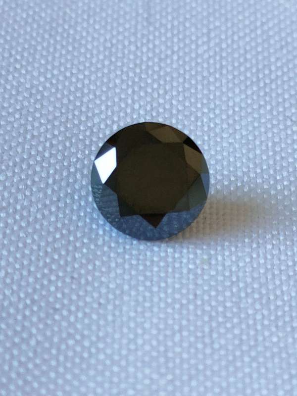 Black Moissanite stone - 2 carats - lab created, round brilliant cut