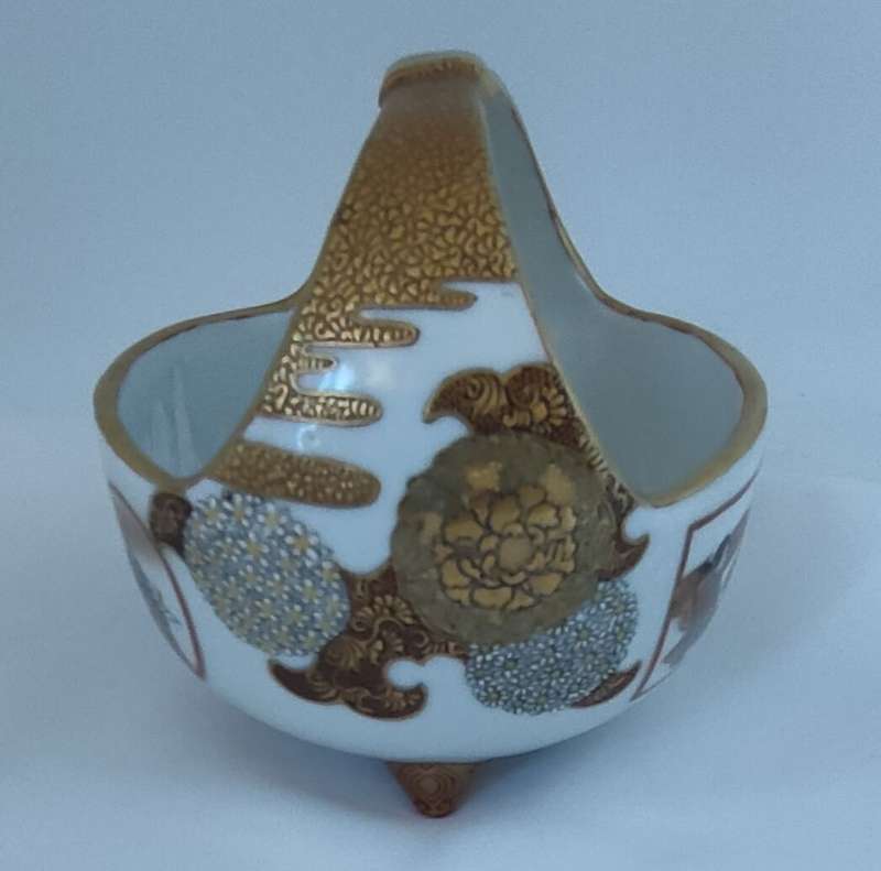 Antique Oriental Hand Painted Basket - 1900 - 120 x 100 mm - Maker's Mark