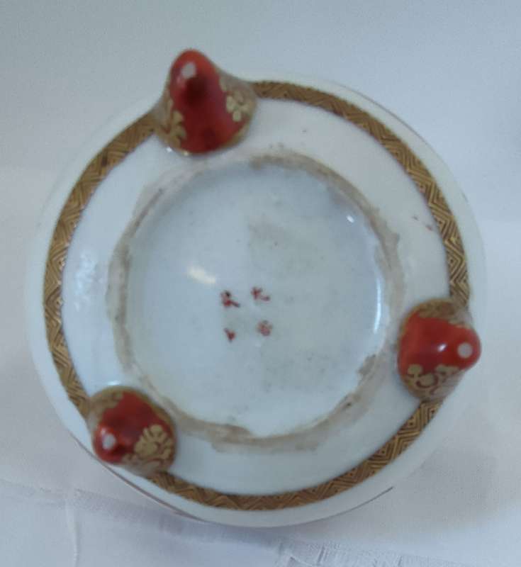 Antique Oriental Hand Painted Basket - 1900 - 120 x 100 mm - Maker's Mark