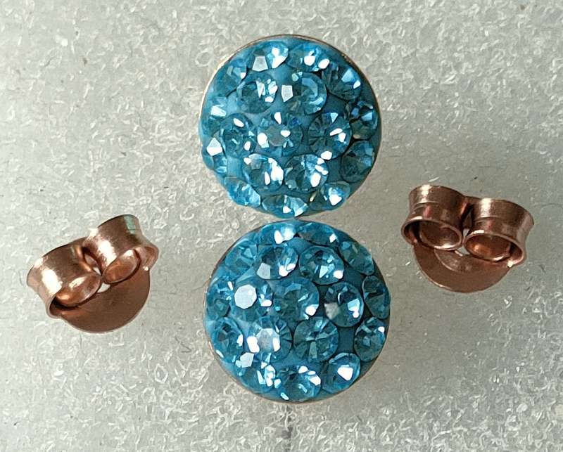 New Sterling Silver Austrian Crystal covered in Rose Gold earrings: Gorgeous design. Stamped 925: