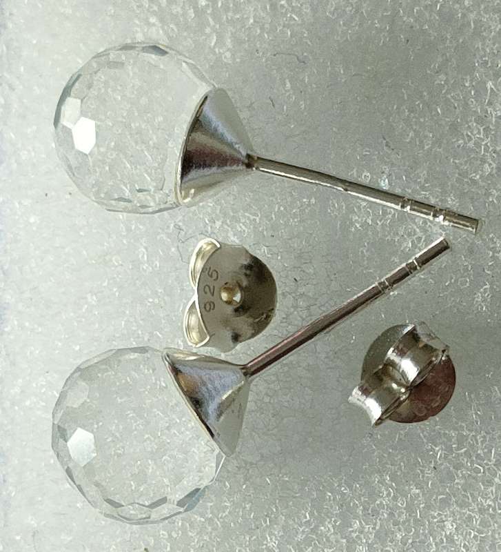 New Sterling Silver Golf ball Crystal earrings: Gorgeous design. Stamped 925: