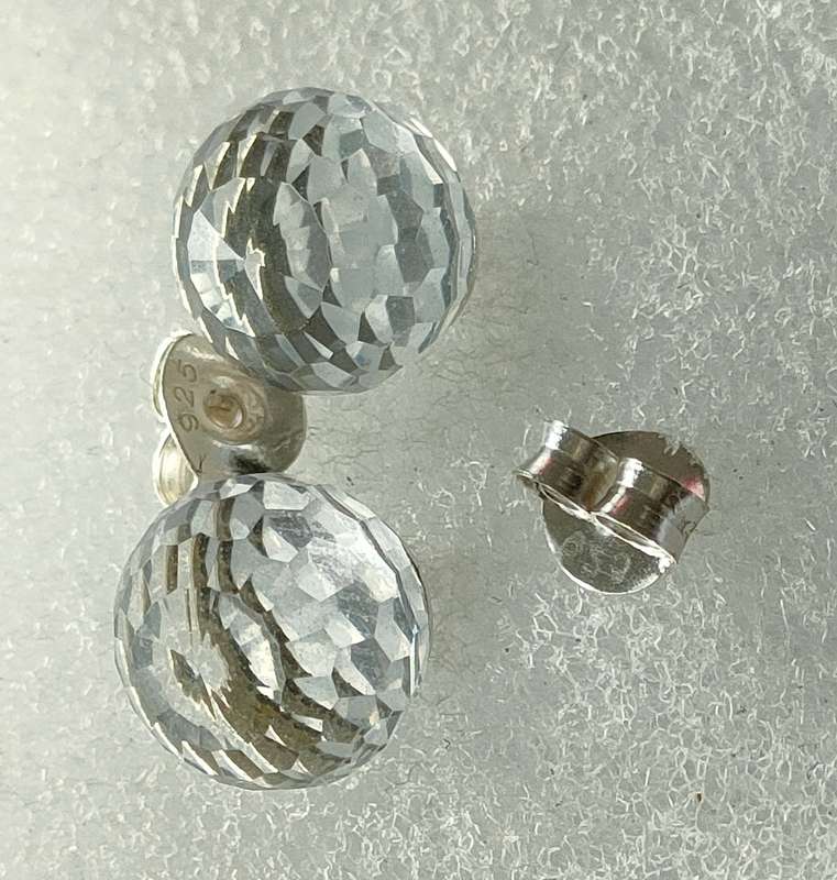 New Sterling Silver Golf ball Crystal earrings: Gorgeous design. Stamped 925: