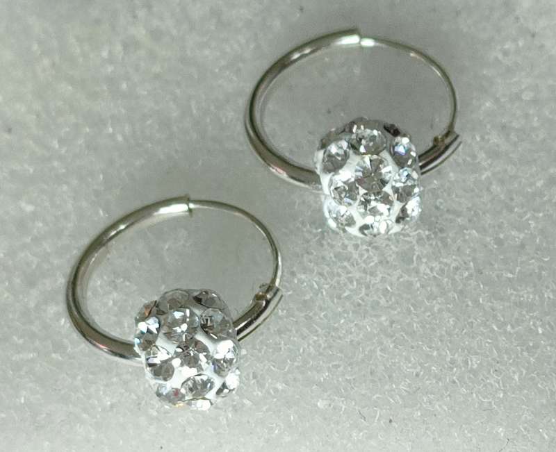 New Sterling Silver Austrian Crystal Hoop earrings: Gorgeous design. Stamped 925: