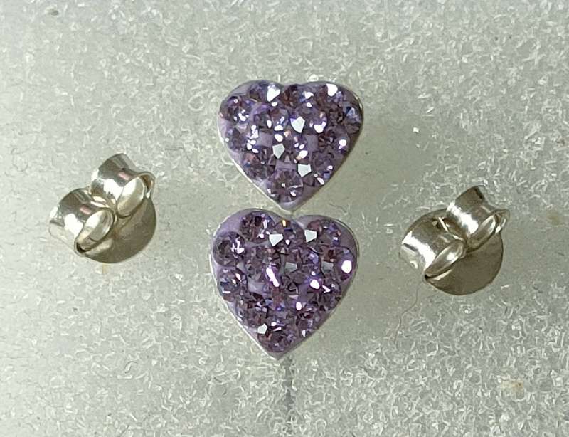 New Sterling Silver Austrian Crystal earrings: Gorgeous hearet shape design. Stamped 925: