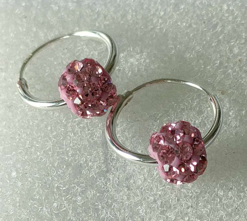 New Sterling Silver Austrian Crystal Hoop earrings: Gorgeous hearet shape design. Stamped 925: