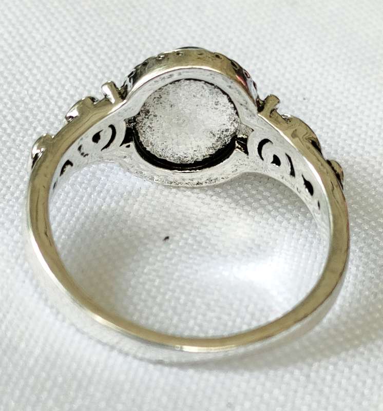Dress ring - lab-created black agate stone - Size US 7