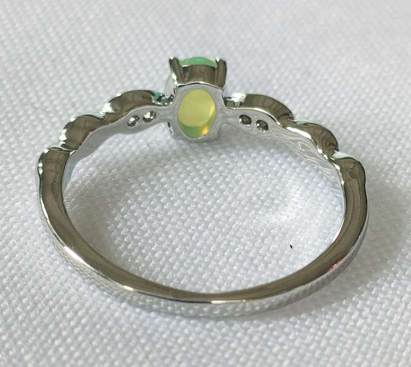 Opal ring -lab created Opal and clear stones- size US7
