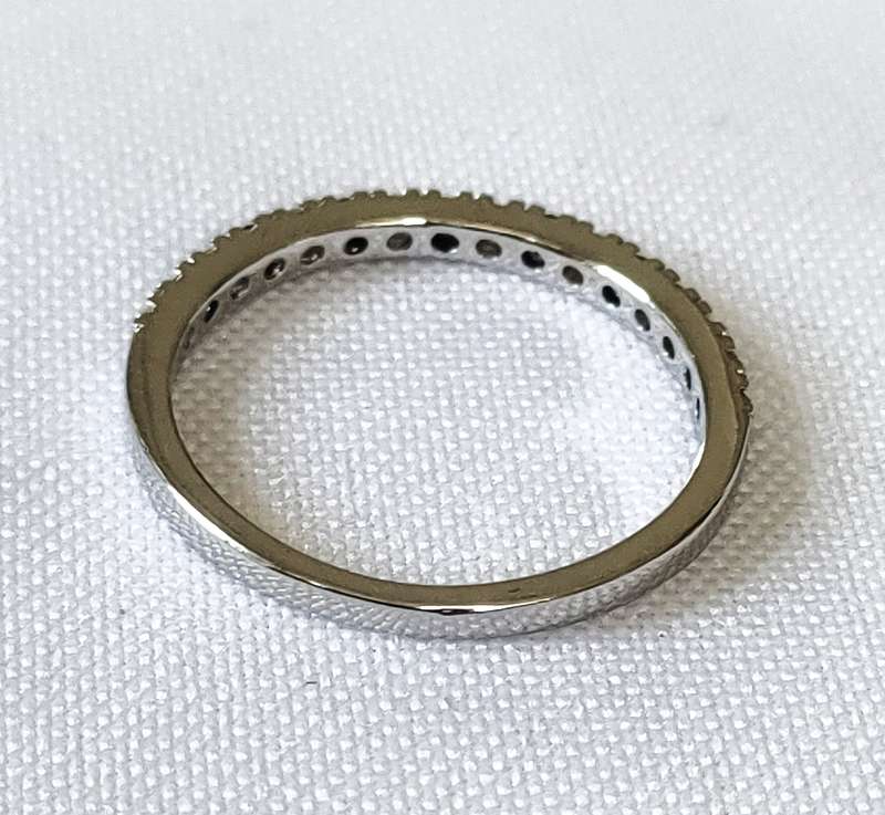 Dress ring -lab created blue and white stones- size US 7