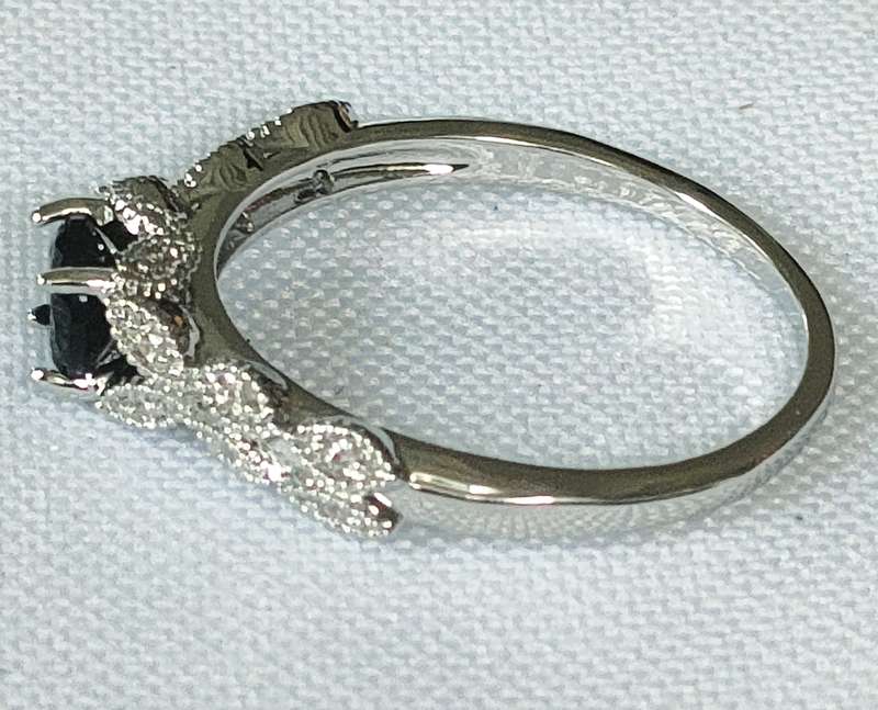 Dress ring - multiple lab-created blue and white stones - size US 7