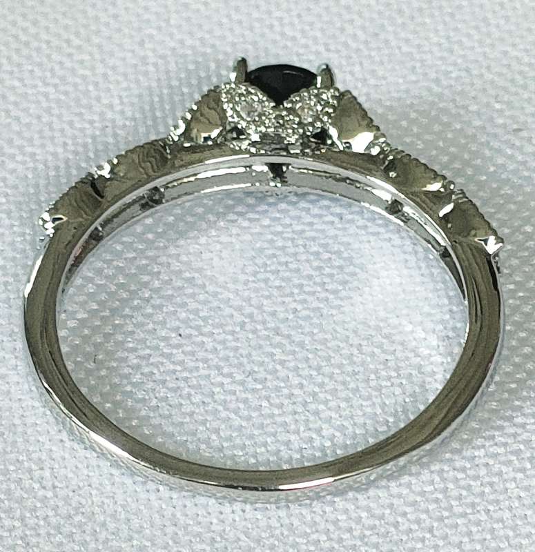 Dress ring - multiple lab-created blue and white stones - size US 7