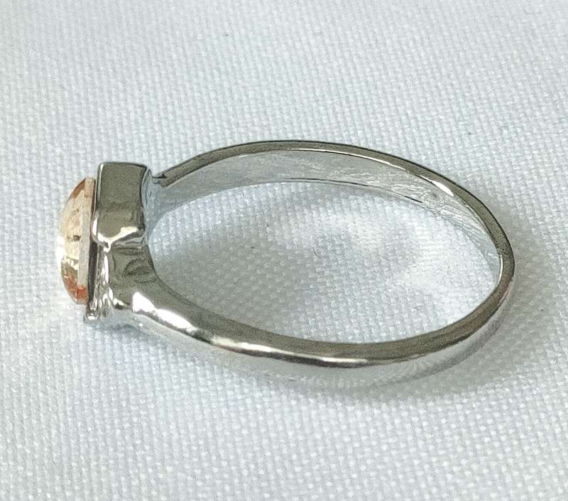 Dress ring -lab created citrine colour and clear stones- size US 8