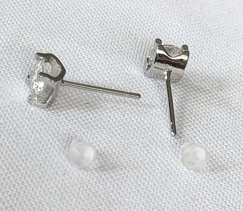 Earrings with lab-created white stones - silver plated