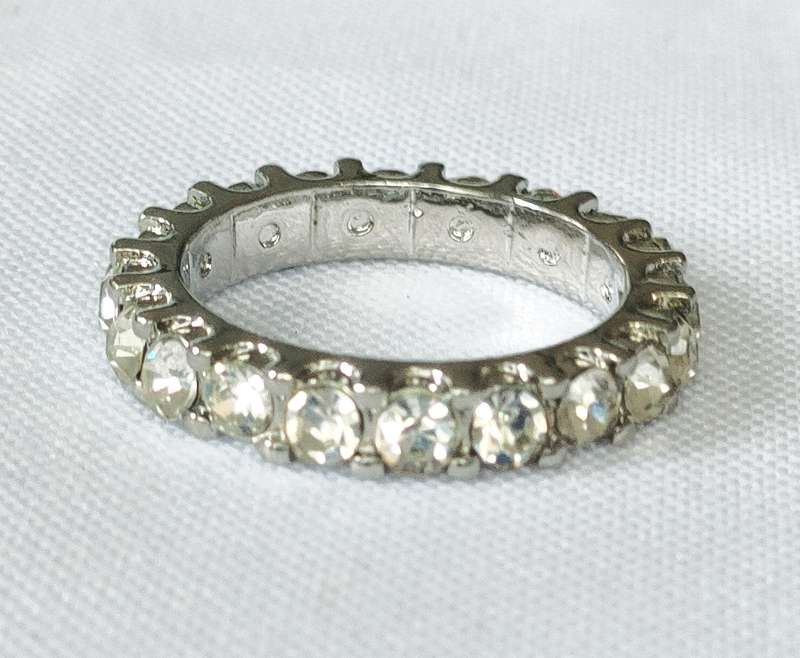 Dress ring - lab-created white diamond simulant- Size US 7