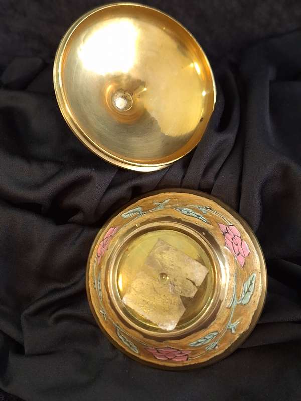 Vintage Hand Painted Brass Trinket.
