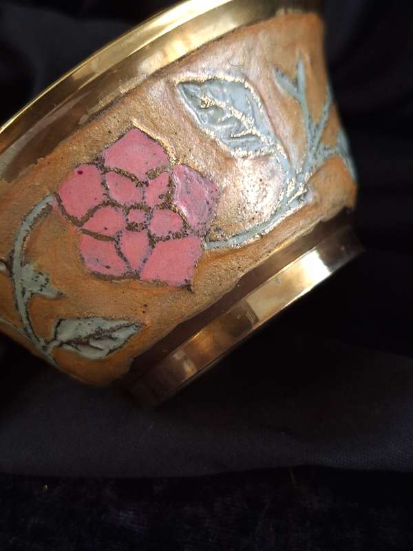 Vintage Hand Painted Brass Trinket.