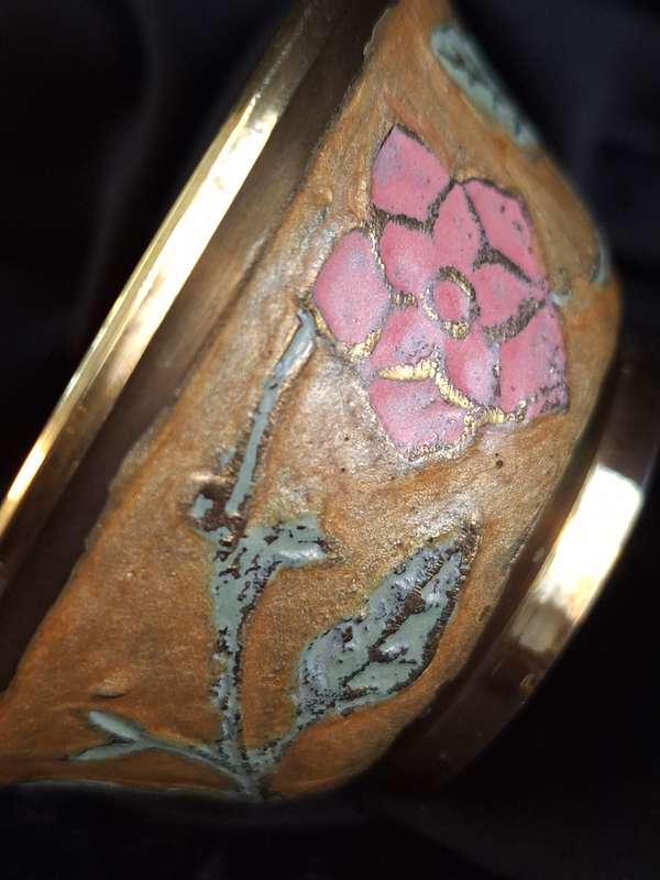 Vintage Hand Painted Brass Trinket.
