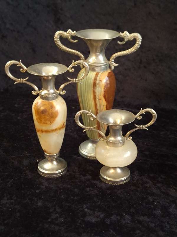 Vintage Onyx and Marble Vases.