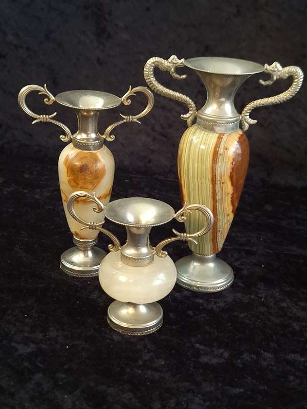 Vintage Onyx and Marble Vases.