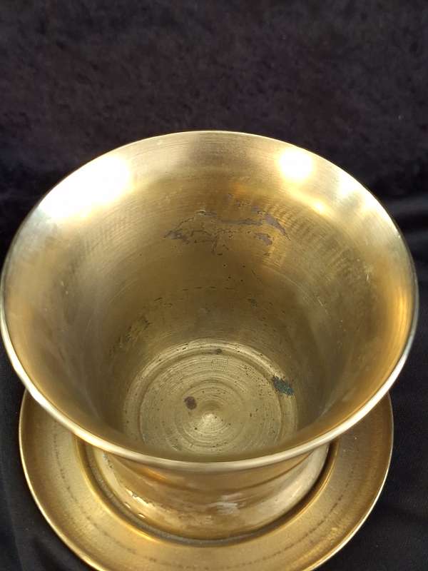 Vintage Hand Made Brass Turkish Mortar & Pestle with Tray.