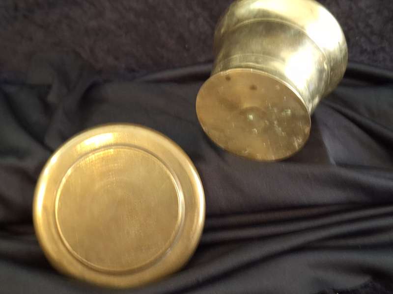 Vintage Hand Made Brass Turkish Mortar & Pestle with Tray.