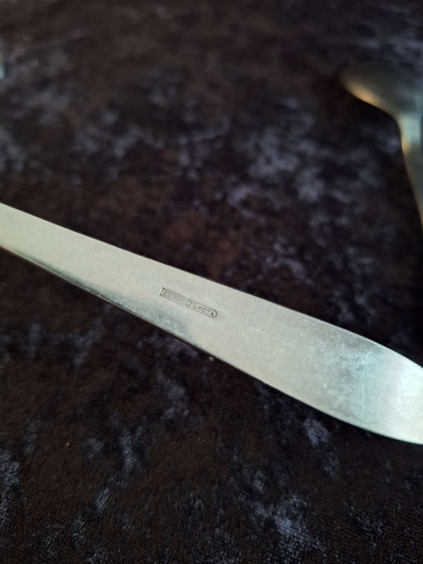 Vintage Set of Gero Zilmeta Stainless-Steel Salad Servers.
