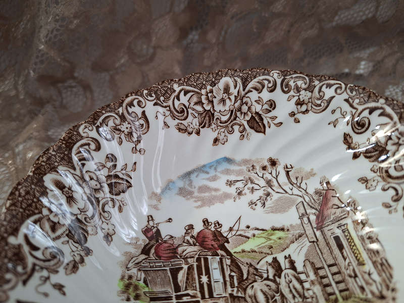 Beautiful Set of 6 Johnson Bros Ironstone Coaching Scenes Cereal Bowls