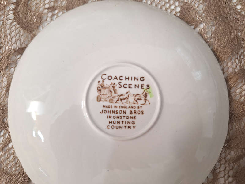 Beautiful Johnson Bros Ironstone Coaching Scenes Tea Trio - A.