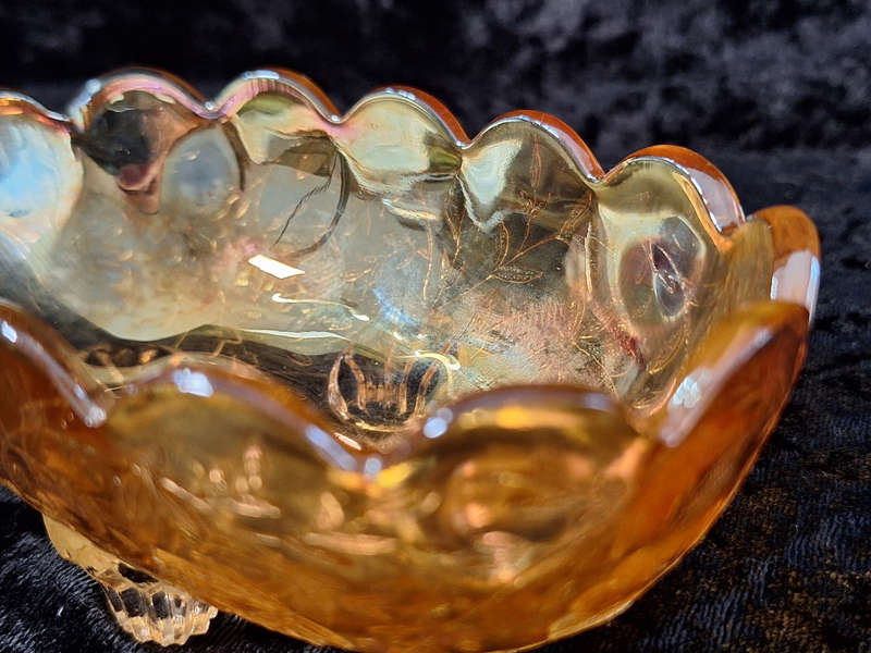 Stunning Carnival Footed Glass Sweet Bowl
