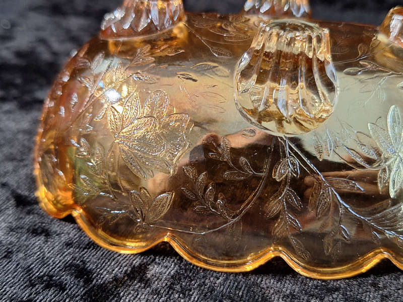 Stunning Carnival Footed Glass Sweet Bowl