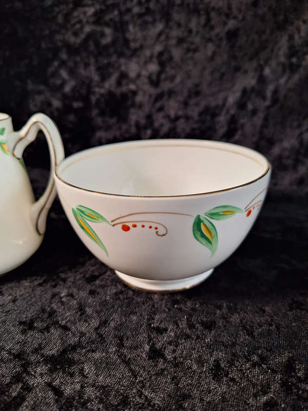 Vinatage Hand Painted Addeley Milk and Sugar Set.