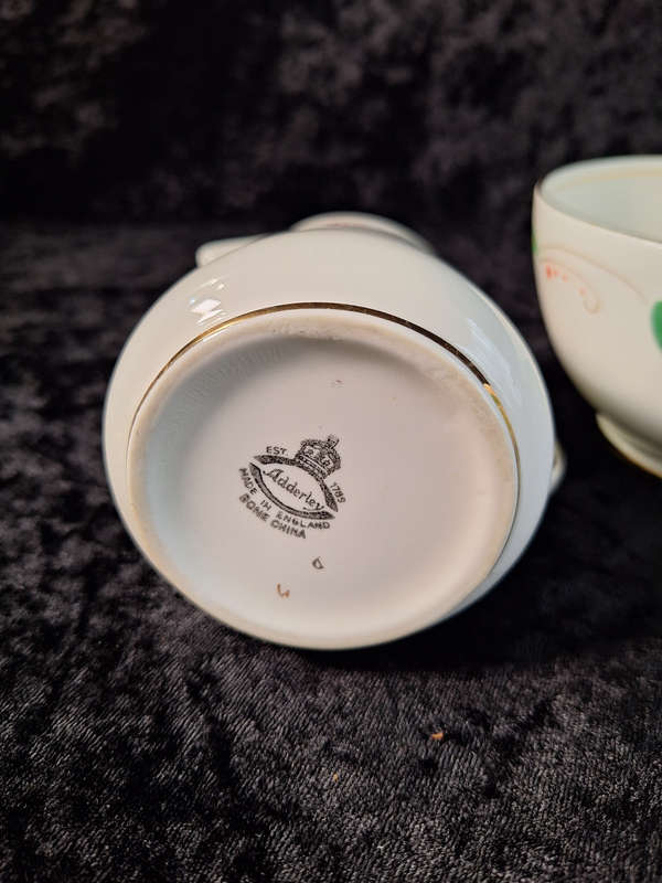 Vinatage Hand Painted Addeley Milk and Sugar Set.
