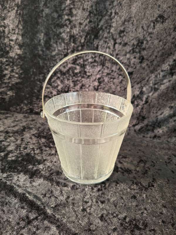 Stunning Vintage Pressed Glass Ice Bucket (Wooden Pail Styled)