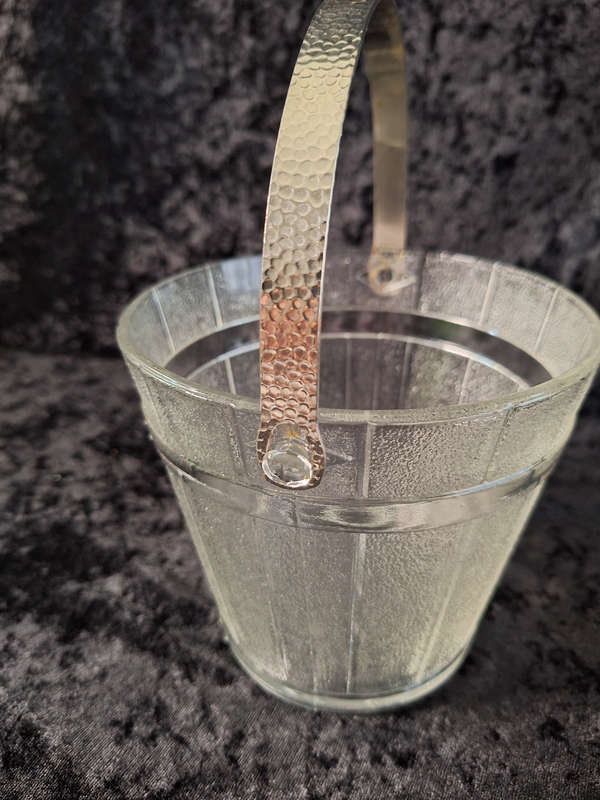 Stunning Vintage Pressed Glass Ice Bucket (Wooden Pail Styled)