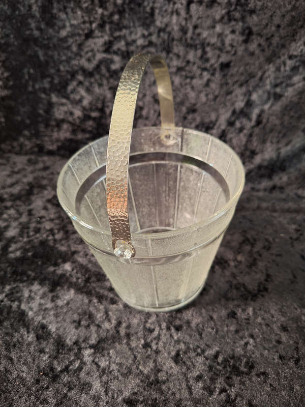 Stunning Vintage Pressed Glass Ice Bucket (Wooden Pail Styled)