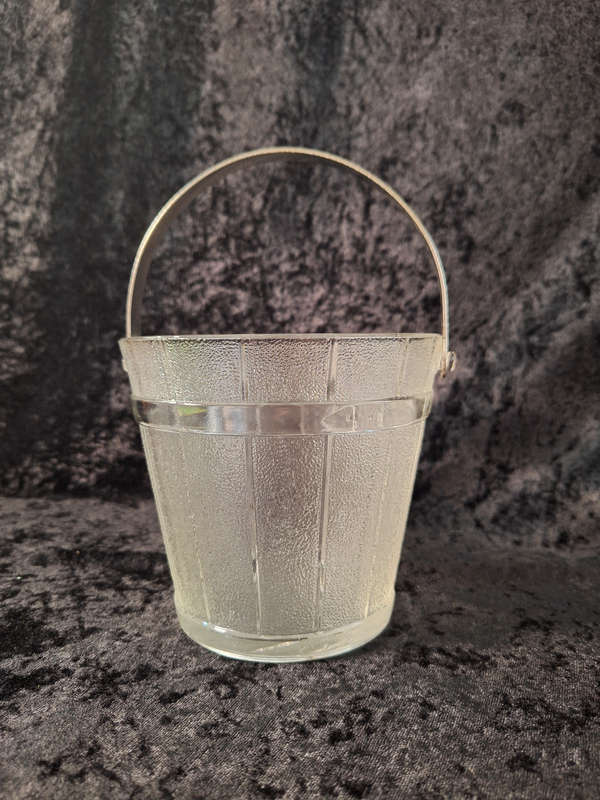 Stunning Vintage Pressed Glass Ice Bucket (Wooden Pail Styled)