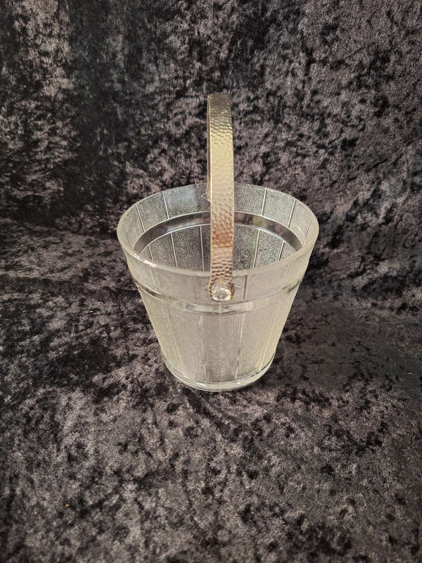 Stunning Vintage Pressed Glass Ice Bucket (Wooden Pail Styled)