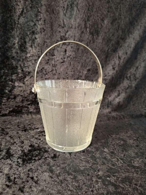 Stunning Vintage Pressed Glass Ice Bucket (Wooden Pail Styled)